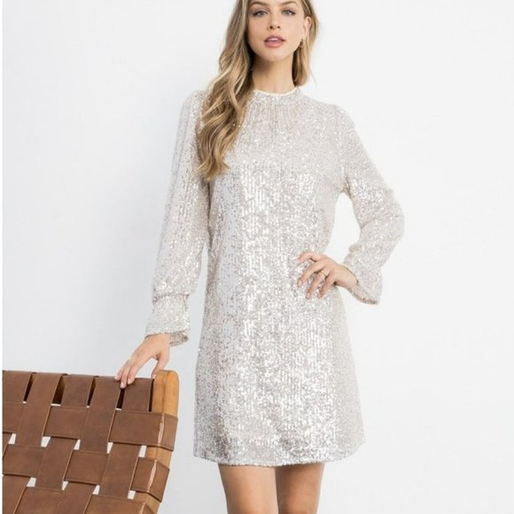 long sleeve short winter formal dresses Short Sequin Long Sleeve Homecoming Dress